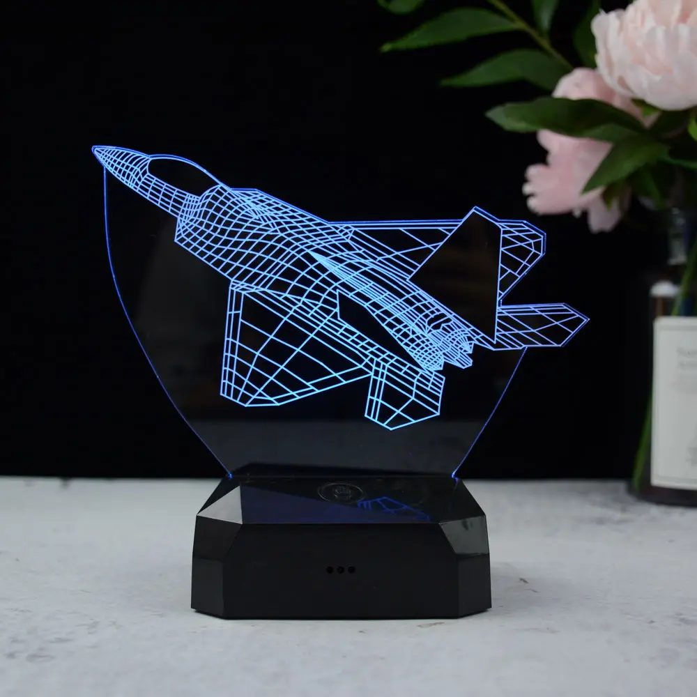 

3D Plane Motorcar Creative Illusion Light LED Table Lamp Illusion Night Light 7 Colors Changing Mode Lamp Diamond Base USB Lamp