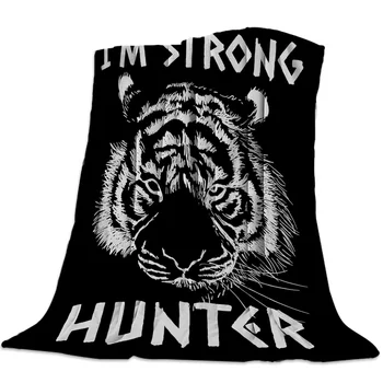 

Flannel Blanket for Bed Black Tiger Throw Blanket Portable Soft Blanket Warm Sofa Bed Sheets Blanket for Picnic