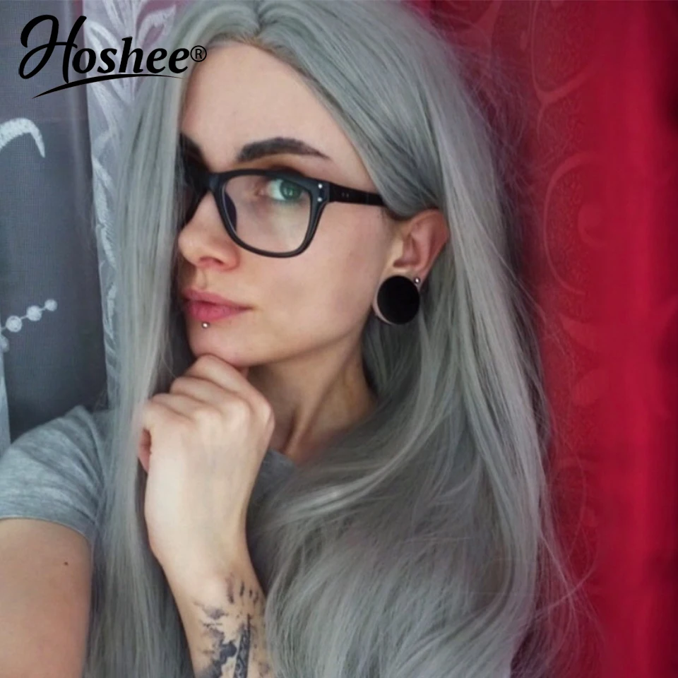 

Gray Human Hair Wig Straight Lace Front Human Hair Wigs For Black Women Brazilian Remy Transparent Lace Wigs 180% Density