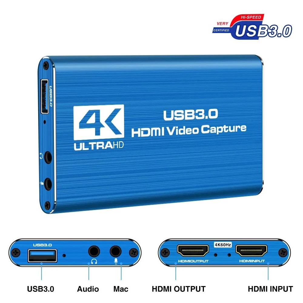 2024 Mini Video Capture Card USB 3.0 HDMI Video Grabber Recorder Box PS4 Game DV