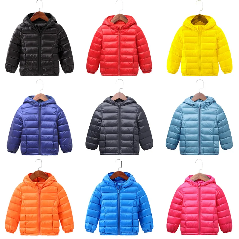 

2019 Autumn Winter Hooded Children Down Jackets For Girls Candy Color Warm Kids Down Coats For Baby Boy Clothes