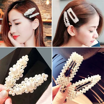 

5Pcs/set Pearl Imitation Beads Hair Clip For Women Barrette Handmade Pearl Flower Stick Hairpin Hair Styling Accessories G0214