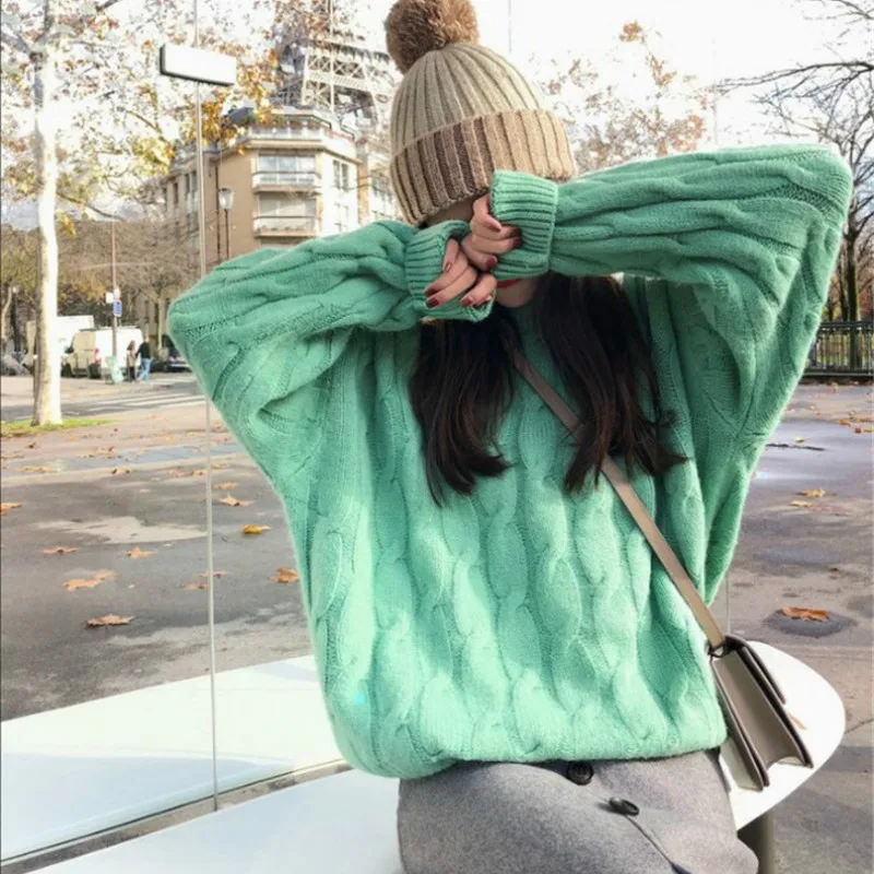 

New Loose Knitted SweatersWomen's Candy Colored Multicolored Sweaters in Autumn and Winter