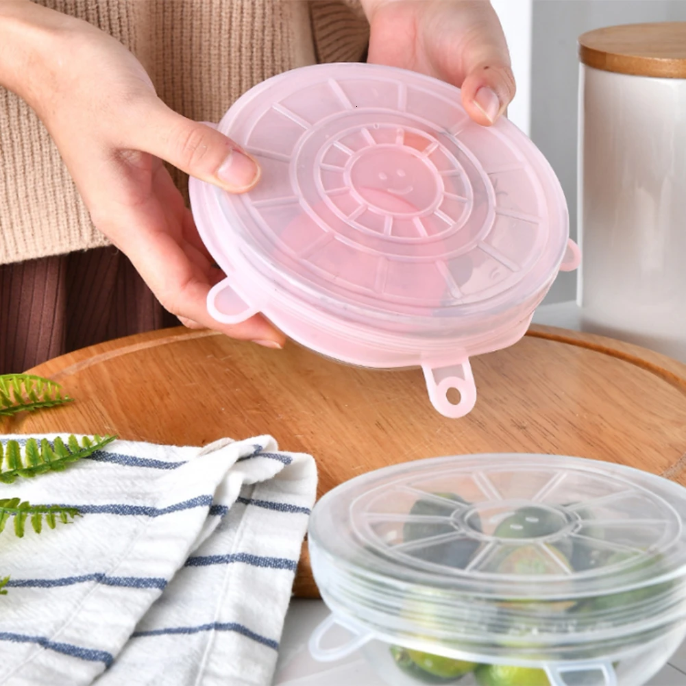 

6pcs/set Silicone Lids food preservation, stretchable, reusable, heating, refrigerated fruit and vegetable wrap, sealed bowl lid