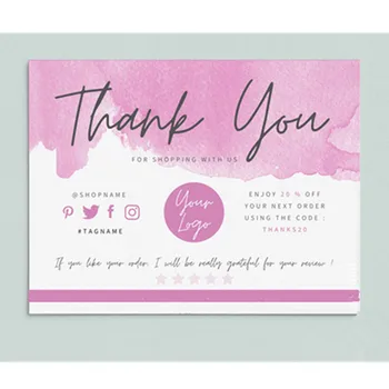 

Personalize Logo,Business Thank You Cards, Thank You For Your Business Note, Four Clore,Custom Text Social Medial Card