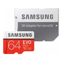 Карта памяти Samsung 64Gb EVO Plus v2 MicroSDXC Class 10 UHS-I U3, SD adapter MB-MC64GA/RU