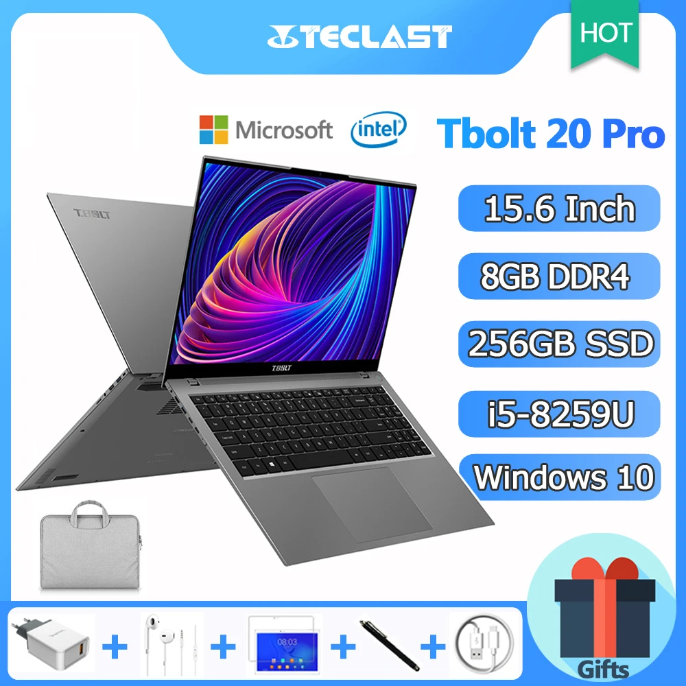 Ноутбук Teclast Tbolt 20 Pro 15 6 дюйма Windows 10 Intel i5-8259U 3 8 ГГц Turbo Boost 4 ядра Гб DDR4 256 SSD игровой |
