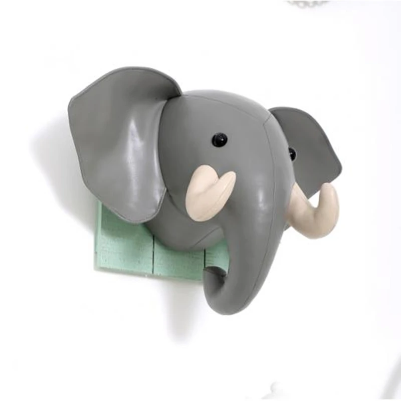 

PU leather Animal Elephant Wall Hanging ornament Art home Personalize Decoration For Room Creative souvenir Customize gifts toy
