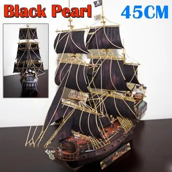 

DIY Assembly Ship Paper Model Handmade Toys 45cm Black Pearl Sailboat Paper Model Papercrafts Toy DIY Boat Paper Model Kids Gift