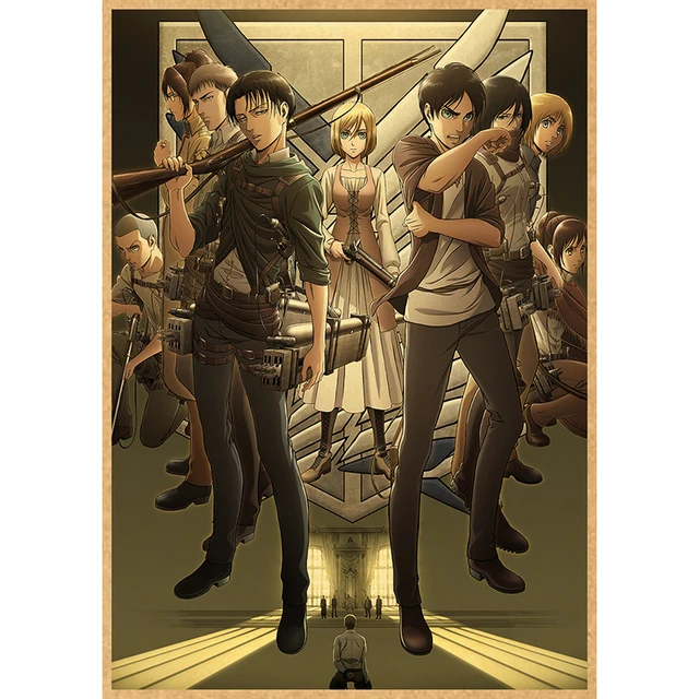 Attack on Titan Anime Poster Decor For Home Posters Room Wall Pictur Kraft Paper Retro And Prints Art Bar Cafe Stickers 13