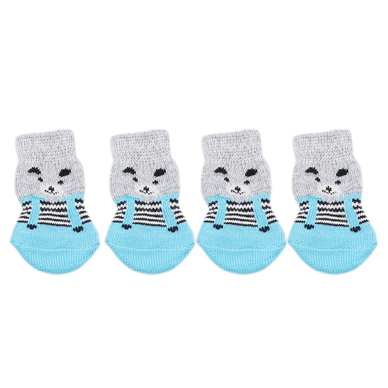 Lovely Pet Dog Puppy Cat Shoes Slippers Non-Slip Socks Pet Cute Indoor For Small Dogs Cats Snow Boots Socks Pet Supplies - Цвет: blue gray L