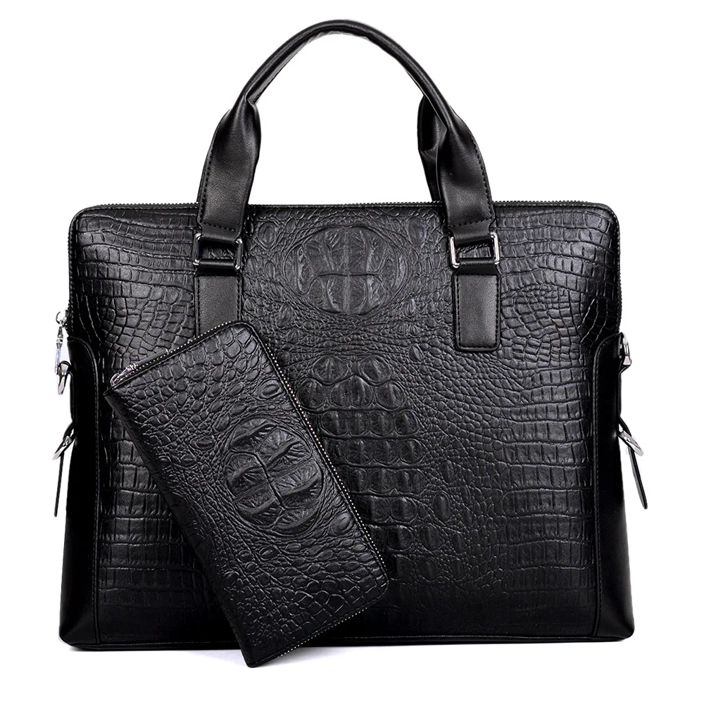 

2016 New Style Men Crocodile Pattern Briefcase Horizontal And Vertical-Hand Shoulder Leisure Bag