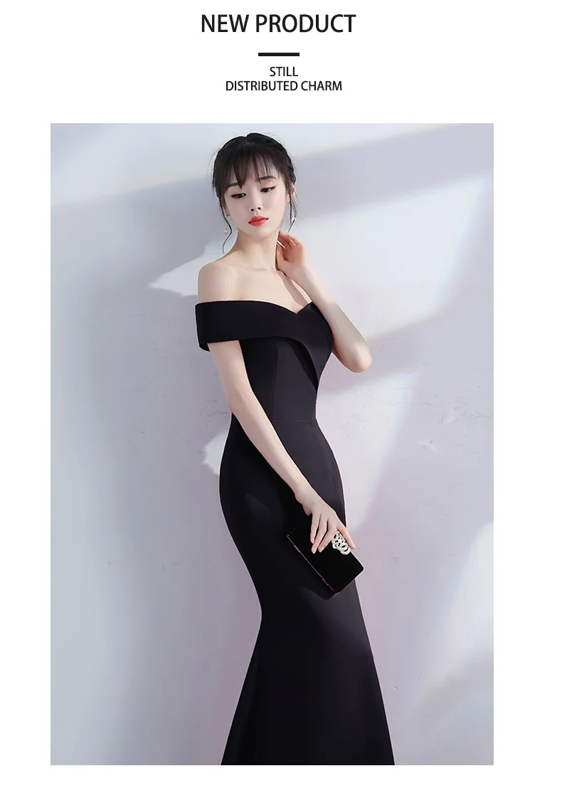 Современный без плеча Cheongsam черный Сплит Тонкий Qi Pao женское традиционное китайское вечернее китайское платье-Ципао Восточный Стиль Вечерние платья