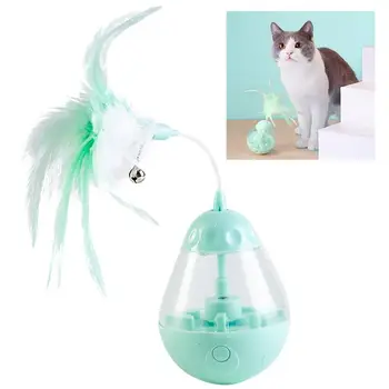 

1pc Creative Pet Food Dispenser Tumbler Fake Feather Pet Food Ball Dog Treat Ball For Cats Pet Toys Ball Pet Supplies