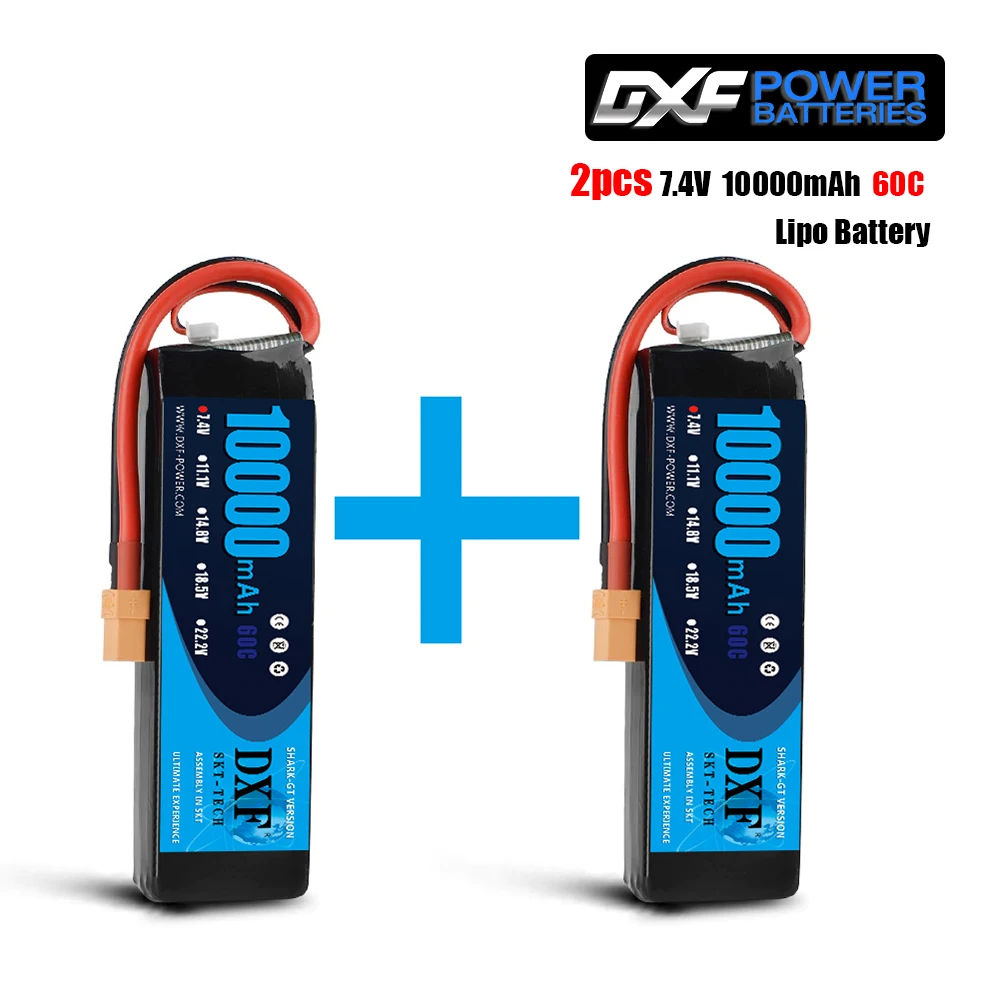 2 шт. Lipo батарея DXF 14 8 в 5200 мАч 80C/ 2S 7 4 В 10000 60C для радиоуправляемого вертолета