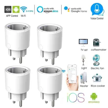 

2 Pcs Smart Home Smart WiFi Plug Adaptor Remote Wireless Voice Control Timing Work With Alexa Google Home Smart Gadgets For Home