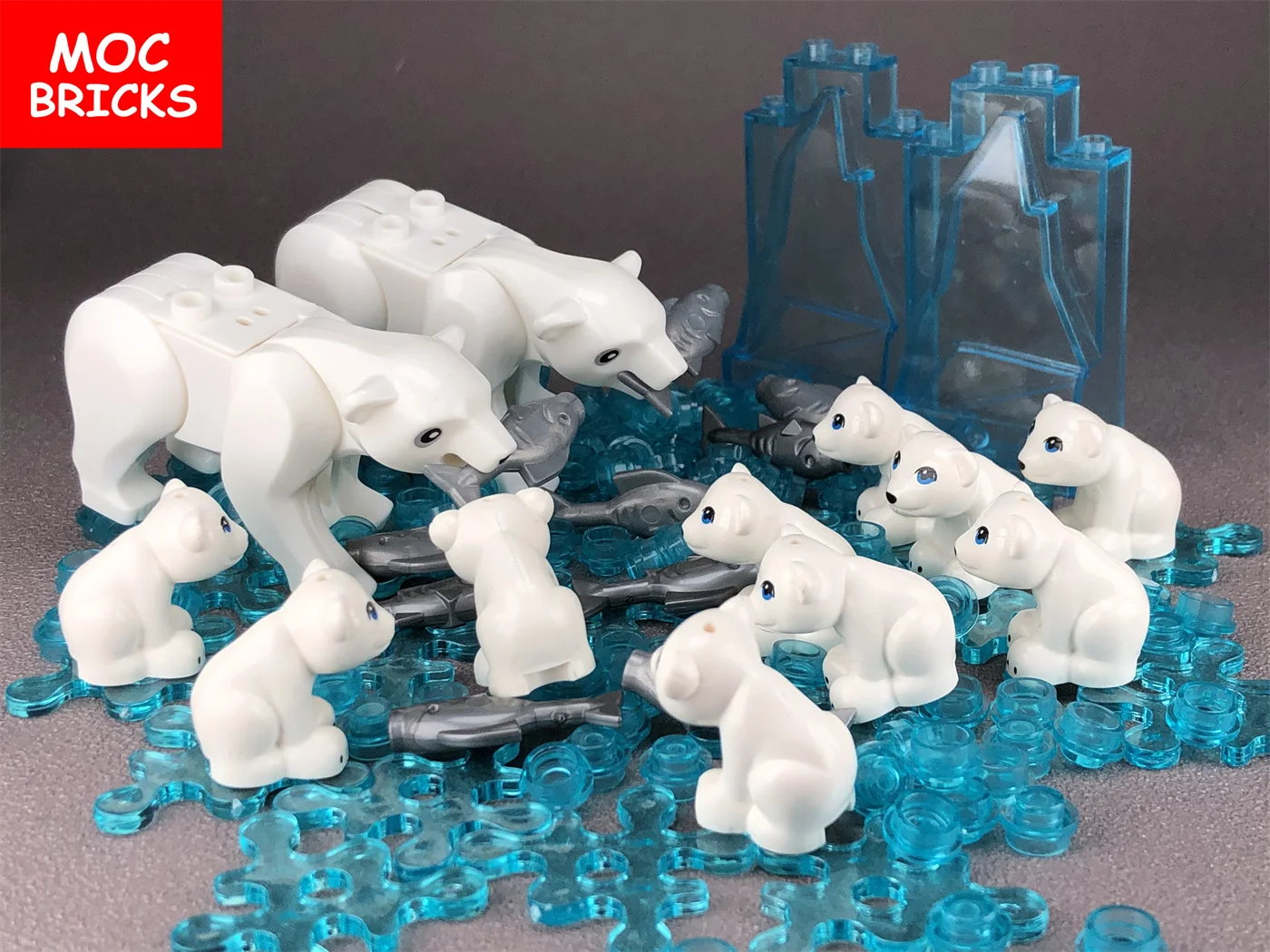 MOC Bricks Ice ocean animals polar bear Transparent blue Arctic