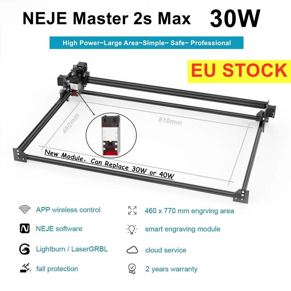 Профессиональный лазерный гравировальный станок NEJE Master 2 Max 30 Вт с ЧПУ Lightburn laserGRBL
