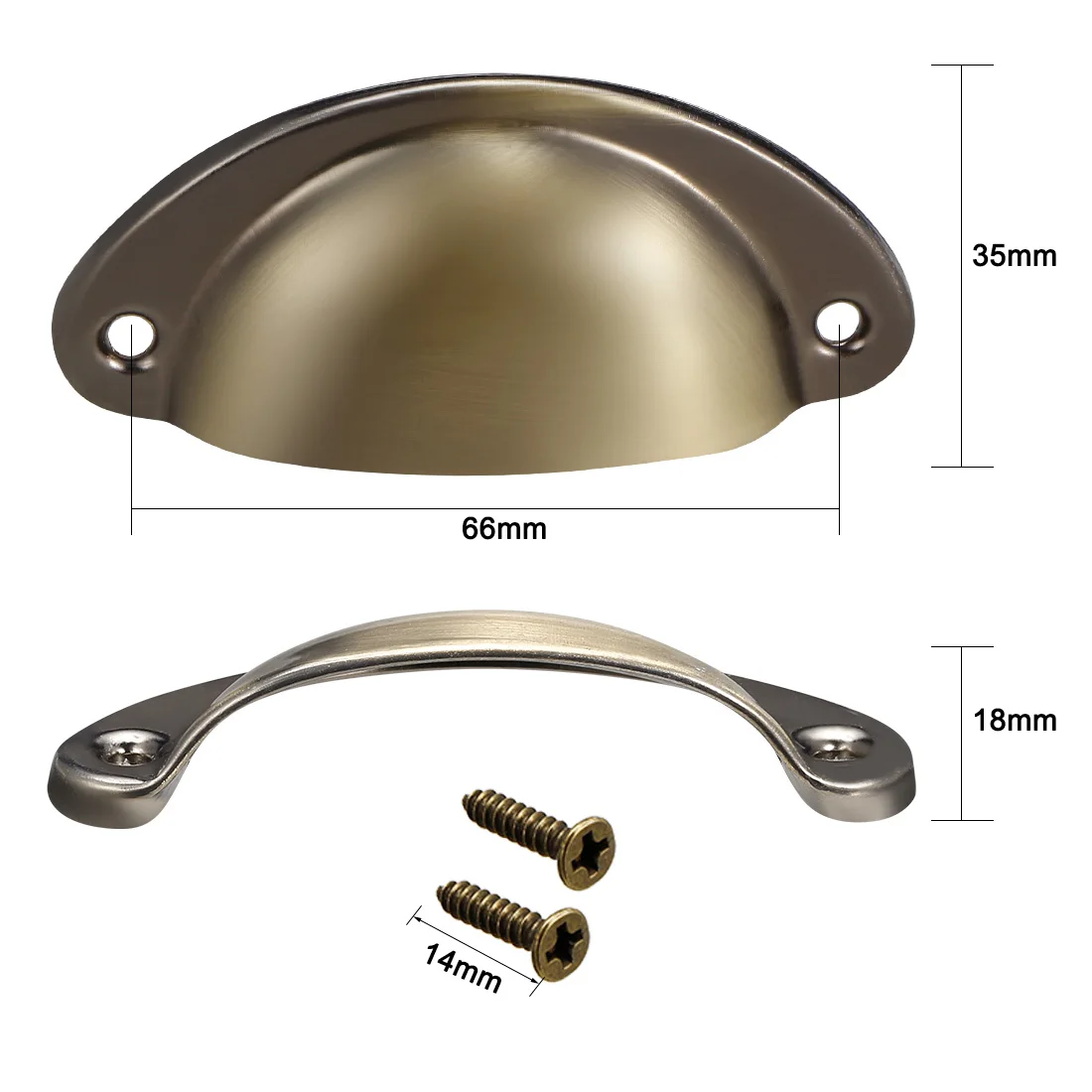 uxcell 2/4/8/20pcs Cup Drawer Pull Kitchen Cabinet Handle Antique Copper 66mm Hole Centers 81x35x18mm Cup Shell Shaped