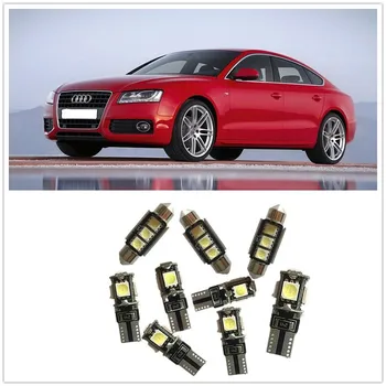 

9 PCS White LED Interior Package kit For AUDI A4 S4 B6 A6 A1 Q5 Q7 and B7 Map Dome door Foot Well Tag Lights