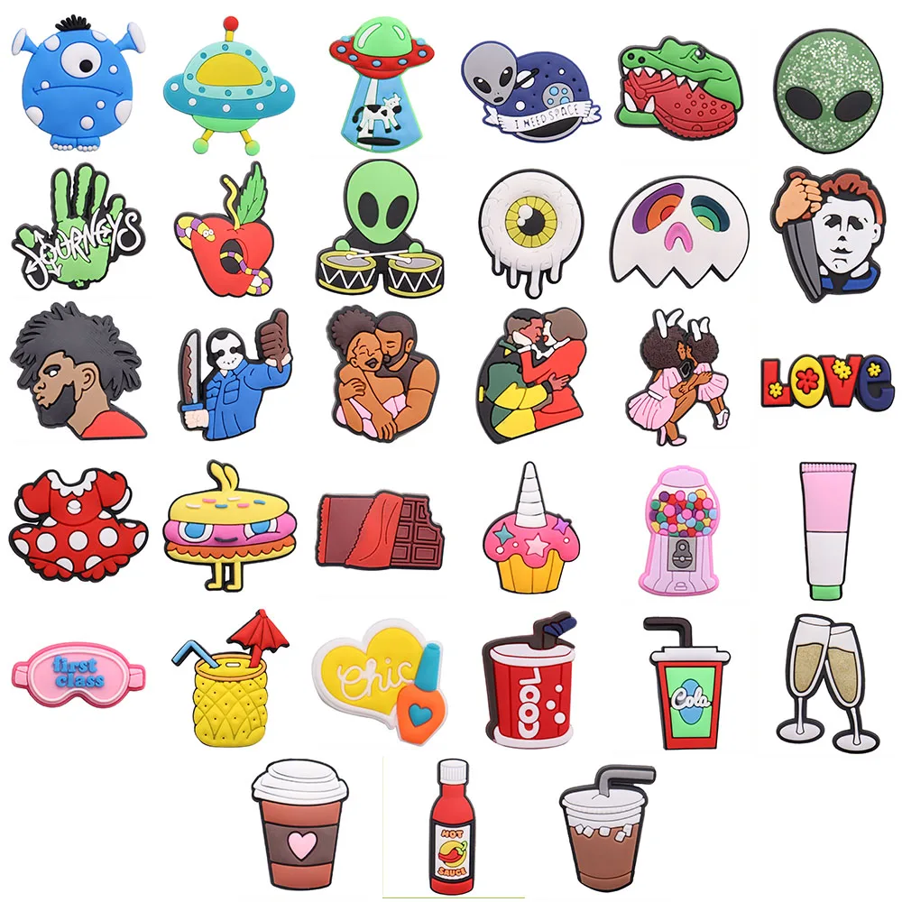 

1 шт. НЛО чужой шоколад напитки обувь аксессуары для детей садовые тапочки Пряжка украшения для браслета талисманы подарок на день рождения