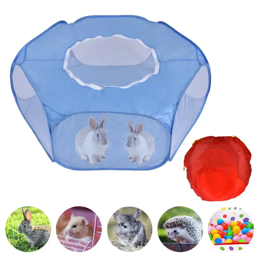 Портативная маленькая клетка для домашних животных, водонепроницаемая забор для хомяка, Детская сумка для хранения игрушек с крышкой на молнии, сетка для двора, забор для домашних животных, палатка 30E - Цвет: Blue