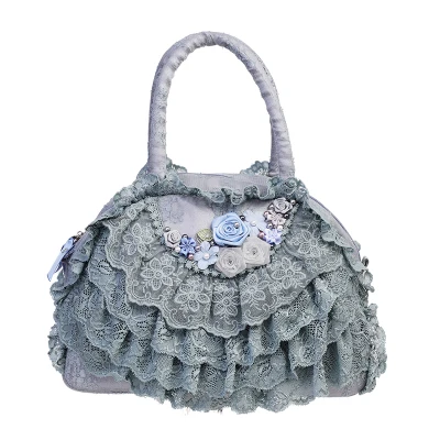Blue 22cmx32cmx16cm Женские сумки, кружевные цветочные сумки для девочек-подростков, синие новые сумки для женщин, свадебные сумочки ручной работы, винтажная вечеринка, сумки - Цвет: Blue 22cmx32cmx16cm