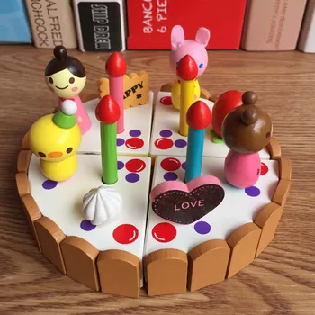 

candice guo wooden toy snowman mini emulational birthday cake set cut toy colorful children play house game gift