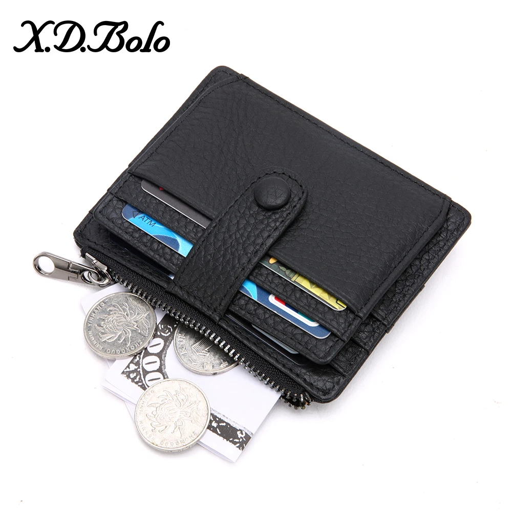 

XDBOLO Small Wallet Men Zipper Coin Pocket Multi-Function ID Bank Card Genuine Leather Wallets for Women Travel Accessories