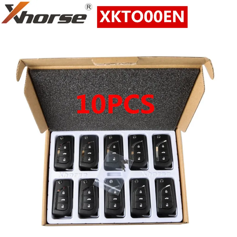 10PCS XHORSE Wired Universal Remote Key 3 Buttons XKTO00EN VVDI2 for Toyota Type English Version
