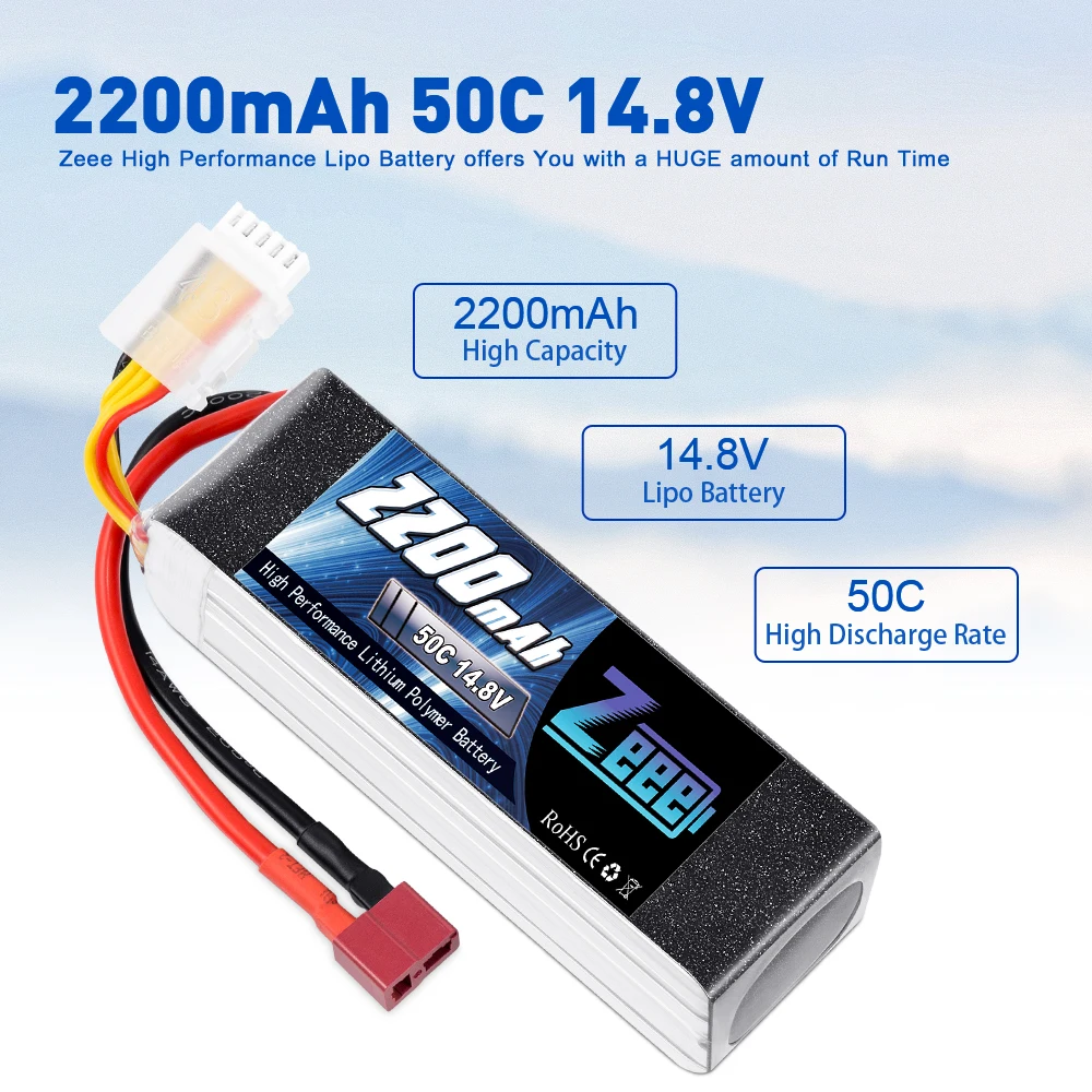 2 шт. Zeee 4S LiPo батарея 14,8 в 2200 мАч 50C с Deans Разъем XT60 для радиоуправляемого автомобиля вертолет Дрон лодка самолет