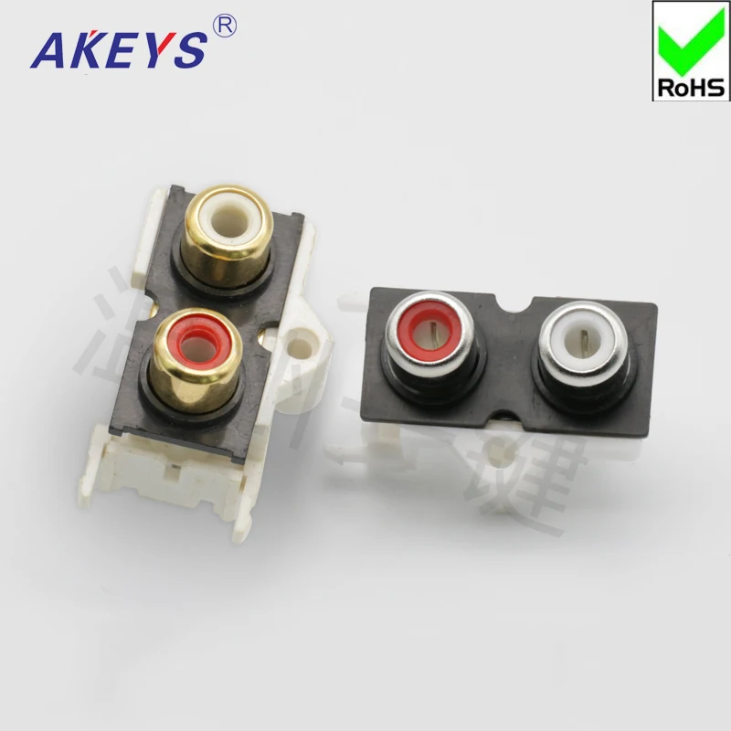 

5 pcs AV two-hole same core socket 3-foot RCA seat PCB welded audio and video socket Lotus seat AV2-8 .4 -8