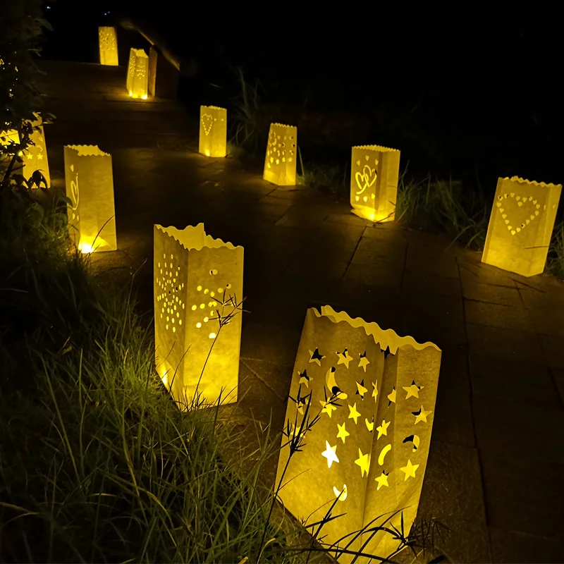 30 шт./лот Сердце держатель для чайной свечи Luminaria бумажный Свеча-фонарь сумка для рождественской вечеринки наружное свадебное оформление