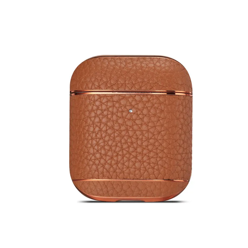 Brown Аксессуары для Airpods из натуральной кожи чехол для наушников Защитный чехол для Airpods кожа для Airpods - Цвет: Brown