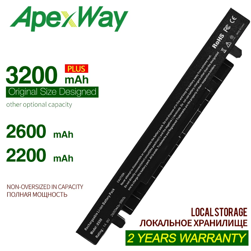 ApexWay Батарея для Asus A41-X550 A41-X550A A450 A550 F450 F550 F552 K550 P450 P550 R409 R510 X450 X550 X550C X550A X550CA