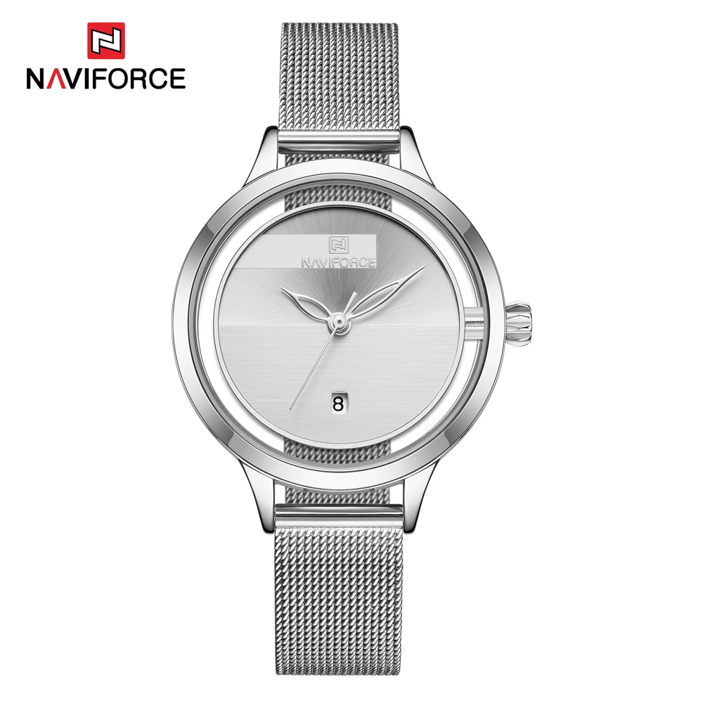NAVIFORCE, новинка, Лидирующий бренд, роскошные женские часы, Прямоугольный циферблат, элегантные Кварцевые женские наручные часы, водонепроницаемые, подарок, Reloj Mujer - Цвет: White