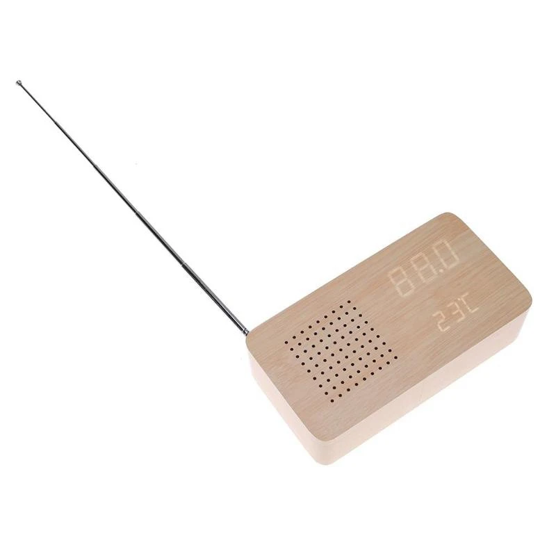

Hot Sale FM Radio Wood LED Alarm Clock LED Display Electronic Desktop Clock