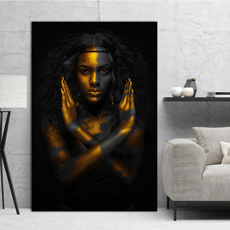 Картина на холсте Современная черная фигурка женщины стены искусства плакат и
