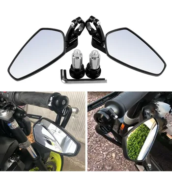 

1 Pair 7/8" 22mm Universal Motorcycle Aluminum Rear View Black Handle Bar End Side Rearview Mirrors