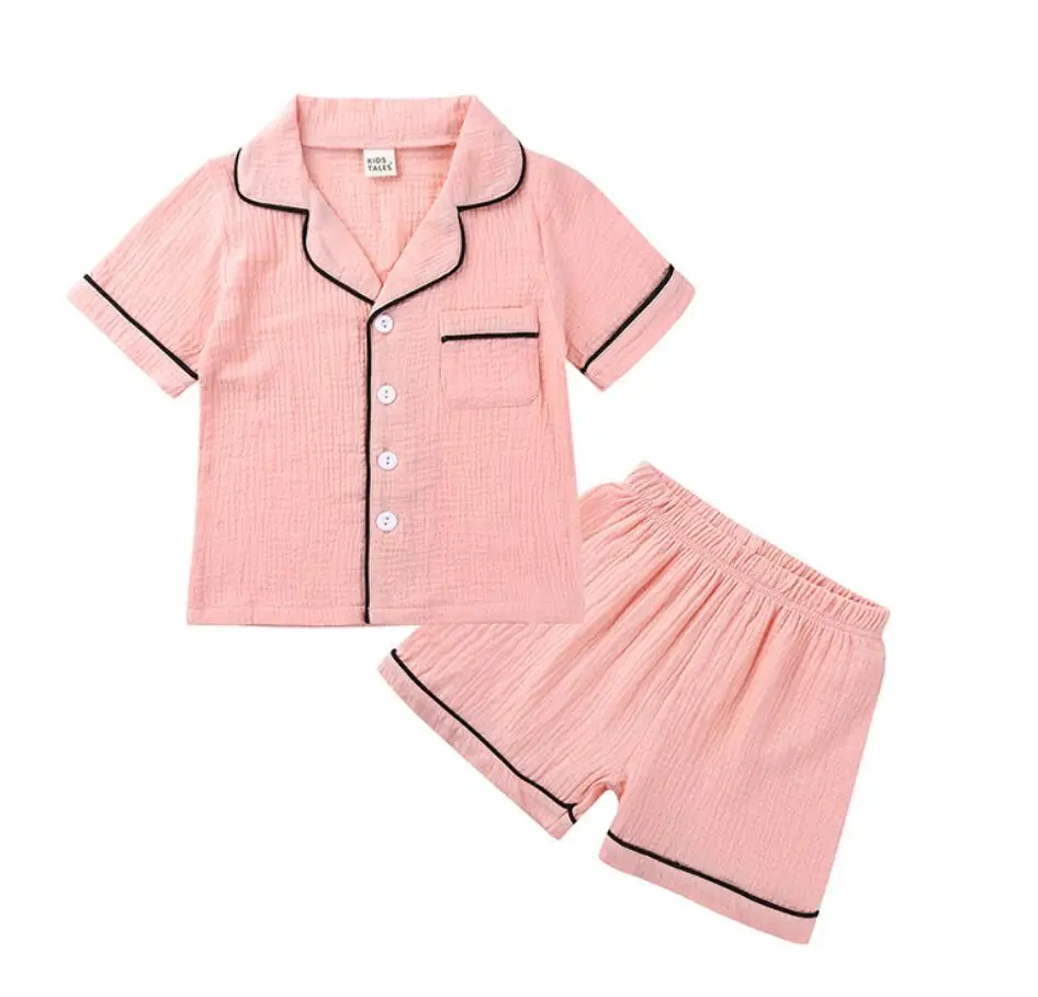 Children's Pajamas Set Baby Boys Girls Summer Sleepwear Kids Casual Cotton linen Home Pyjamas Suits Underwear Clothing Shorts best nightgowns