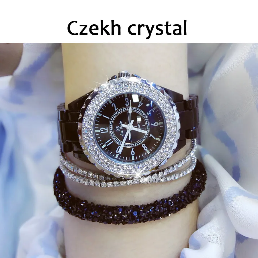 Женские часы s 2019 Топ бренд класса люкс Керамические женские со стразами