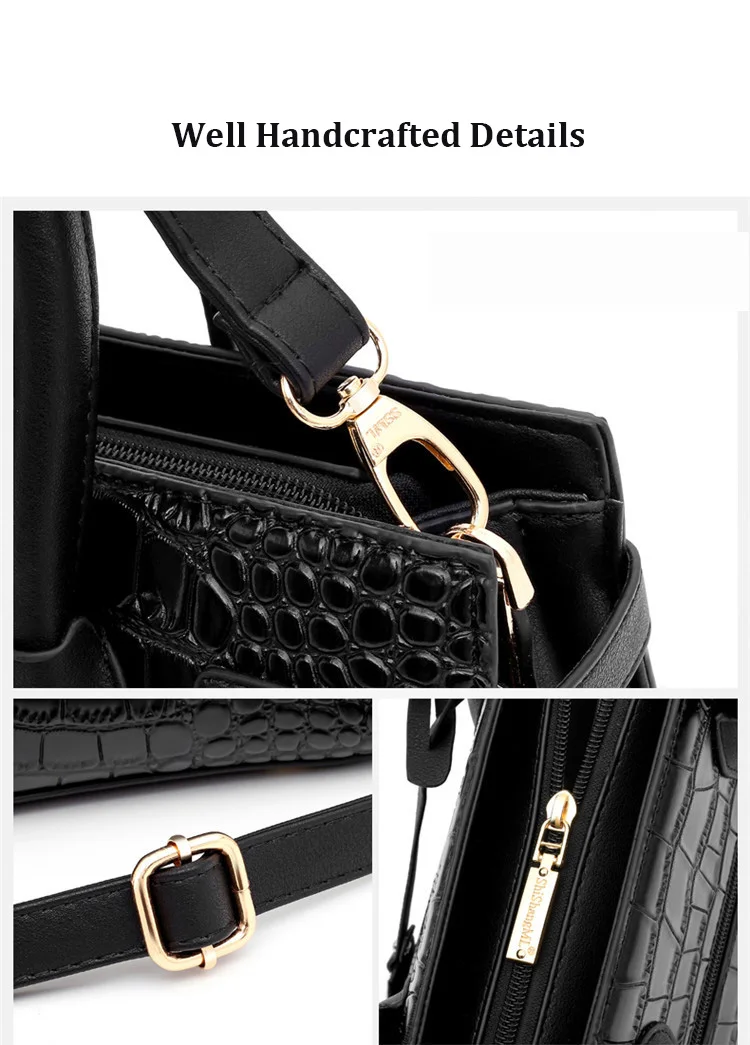 Ladies Crocodile Handbags for Women Luxury Designer Genuine Leather Crossbody Purses Cowhide Top Handle Office Tote Shoulder Bag (6)