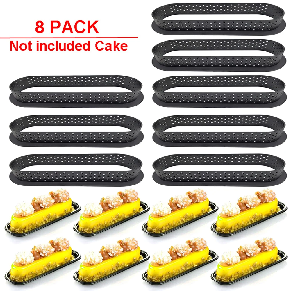 

8PCS Cake Mold Perforated Cutter Oval-Shape Mousse Circle Ring Tart Decorating
