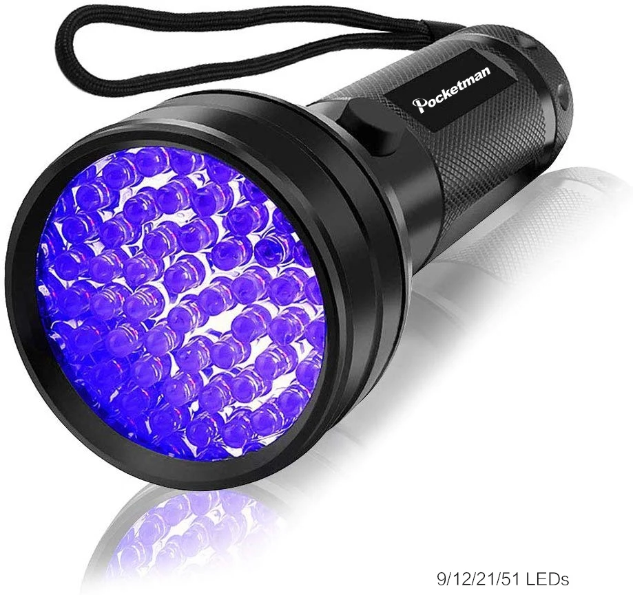 High quality Black Light UV Light 51LED 21LED 12LED UV Light 395-400nm LED UV Flashlight torch light lamp safety UV detection