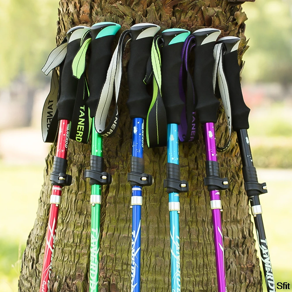 

Sfit Handle 4-Section Folding Walking Sticks Canes Hiking Poles Trekking Poles Alpenstock 1PC Hiking Stick Crutches