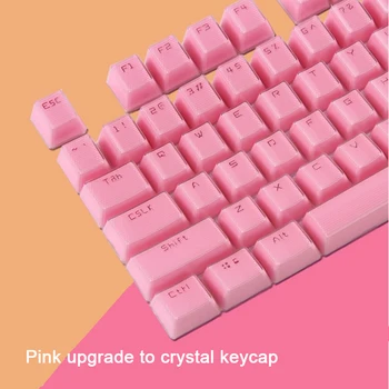 

Ice crystal pink cute powder ice crystal key cap 104 key OEM height cherry powder mechanical keyboard satellite axis key cap