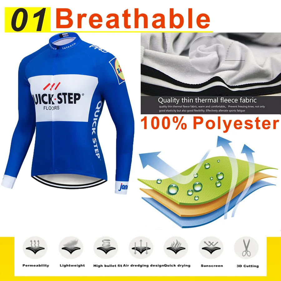 Pro Team QUICK STEP велоспорт джерси 9D нагрудник набор бельгийская велосипедная одежда мужская зимняя теплая флисовая велосипедная одежда для велоспорта