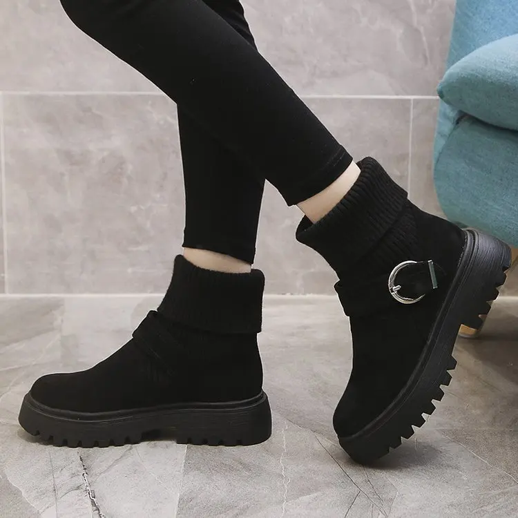 Mhysa/ г. Новые модные зимние ботинки на платформе женская обувь Черные Ботинки martin замшевые ботильоны без застежки женская обувь с пряжкой