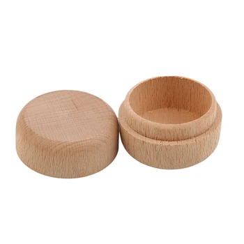 

Round Buckle Cover Round Solid Wood Box Ring Earrings Container Storage Case Wooden Gift Box Storage Box