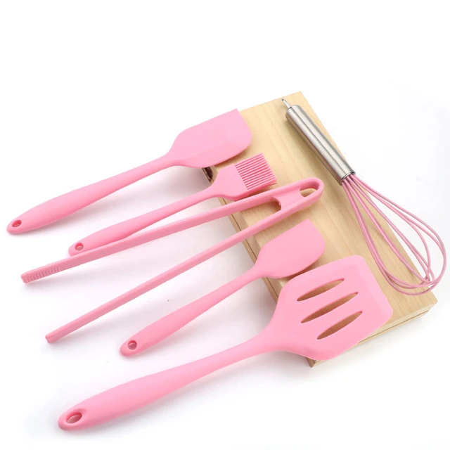 Pink Silicone Kitchen Utensils Set Non-Stick Cooking For Cookware Silica  GelHandle Spatula Egg Grade Kitchen Accessories - AliExpress